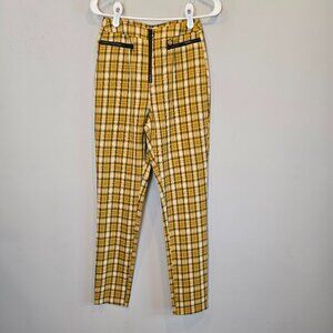 superdown Yellow Plaid Skinny Pants